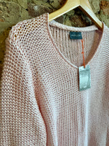 Wooden Ships Pink Chunky Cotton V Neck Sweater