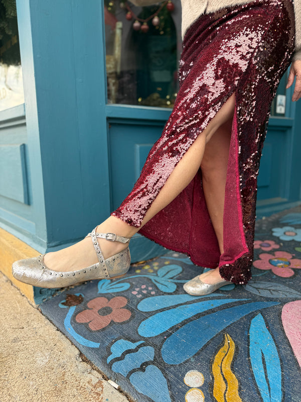 Free People Grace Gems Ballet Flat Champagne
