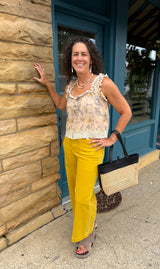 Audrey Cropped Pant in Goldflake