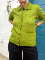 ICHI Collared Cardigan Calla Green