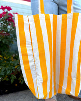 Yellow Stripe Canvas Tote Bag