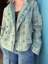 Lotty Jacquard Band Jacket in Steel Sea