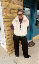 Silky Fur Vest in Ivory