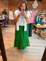 Greylin Ulyssa Button Front Embroidered Midi Skirt