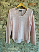 Wooden Ships Pink Chunky Cotton V Neck Sweater