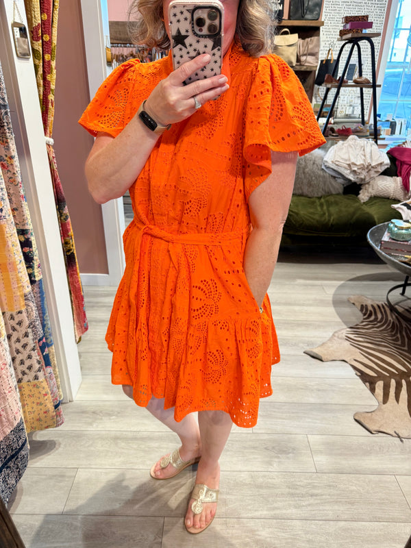Ciebon Orange Palm Mini Dress