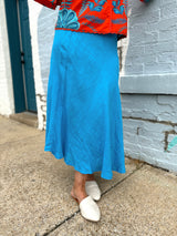 Crinkle Linen Midi Skirt