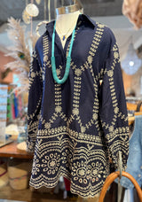 Broderie Swing Shirt Dress