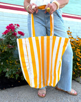 Yellow Stripe Canvas Tote Bag