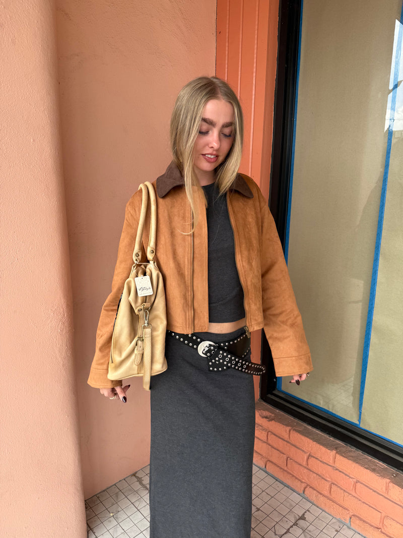 Greylin Theo Suede Zip Up Chore Jacket