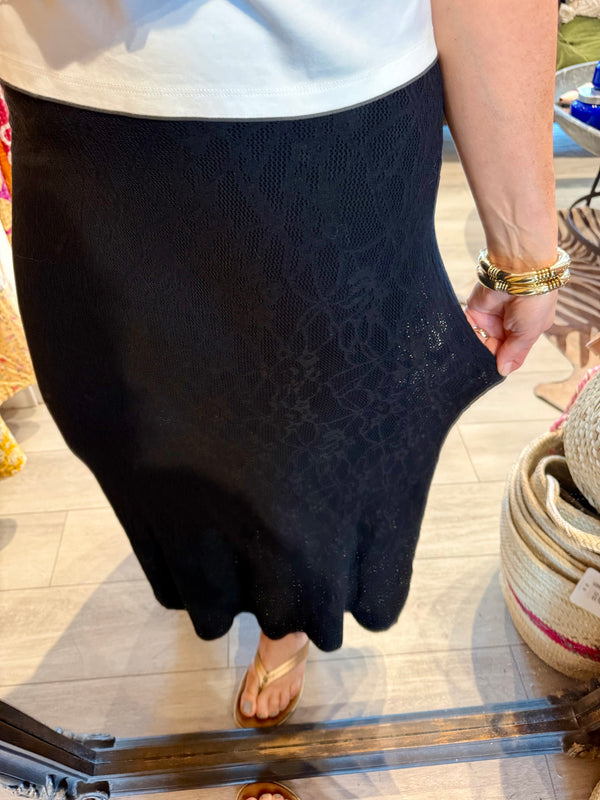 Z Supply Tibi Mesh Maxi Skirt Black