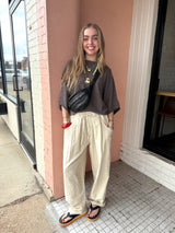 Milio Milano Batwing Knit Top Mocha