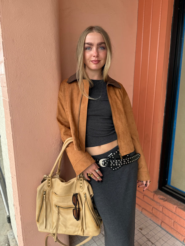 Greylin Theo Suede Zip Up Chore Jacket