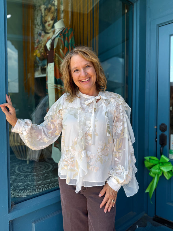 Ciebon Burnout Ruffle Blouse