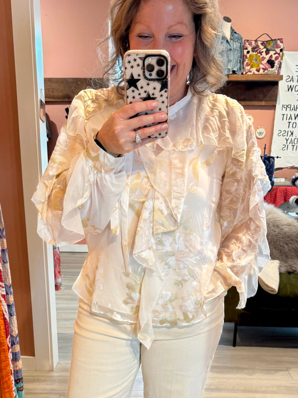 Ciebon Burnout Ruffle Blouse