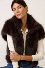 Silky Fur Vest in Espresso