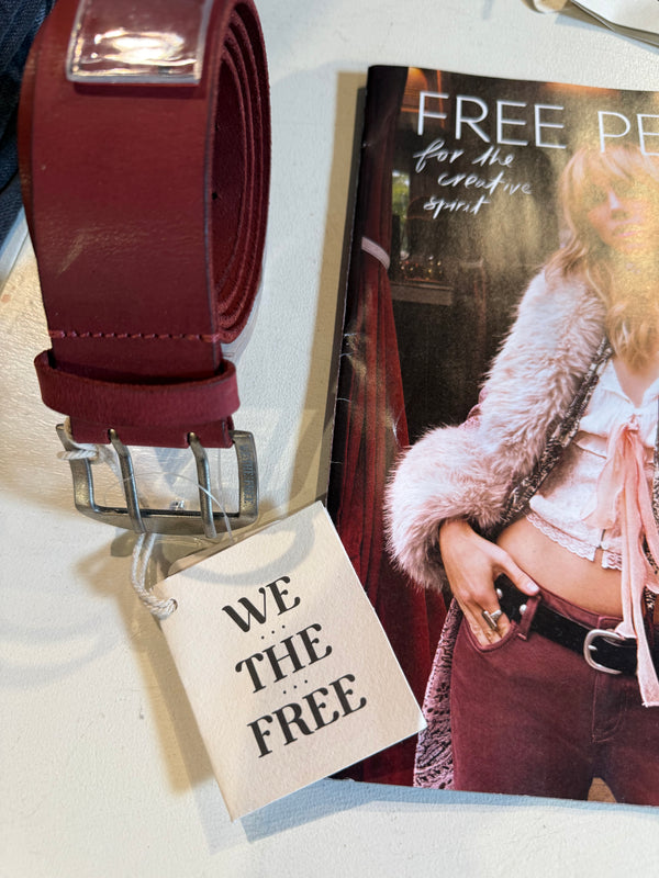 Free People WTF Double Cross Belt Crimson