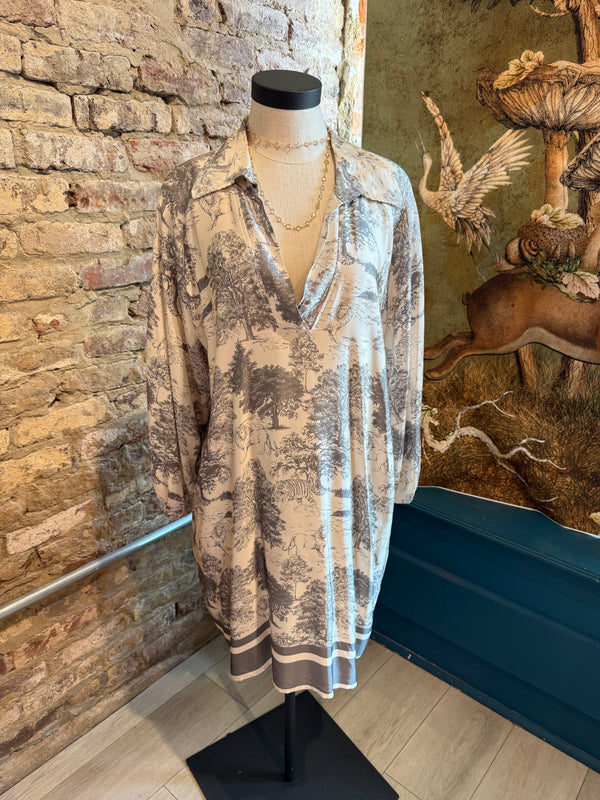 Scandal Italy Odessa Grey Printed Tunic