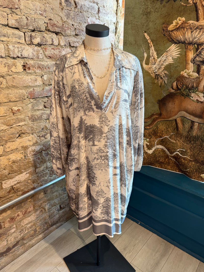 Scandal Italy Odessa Grey Printed Tunic