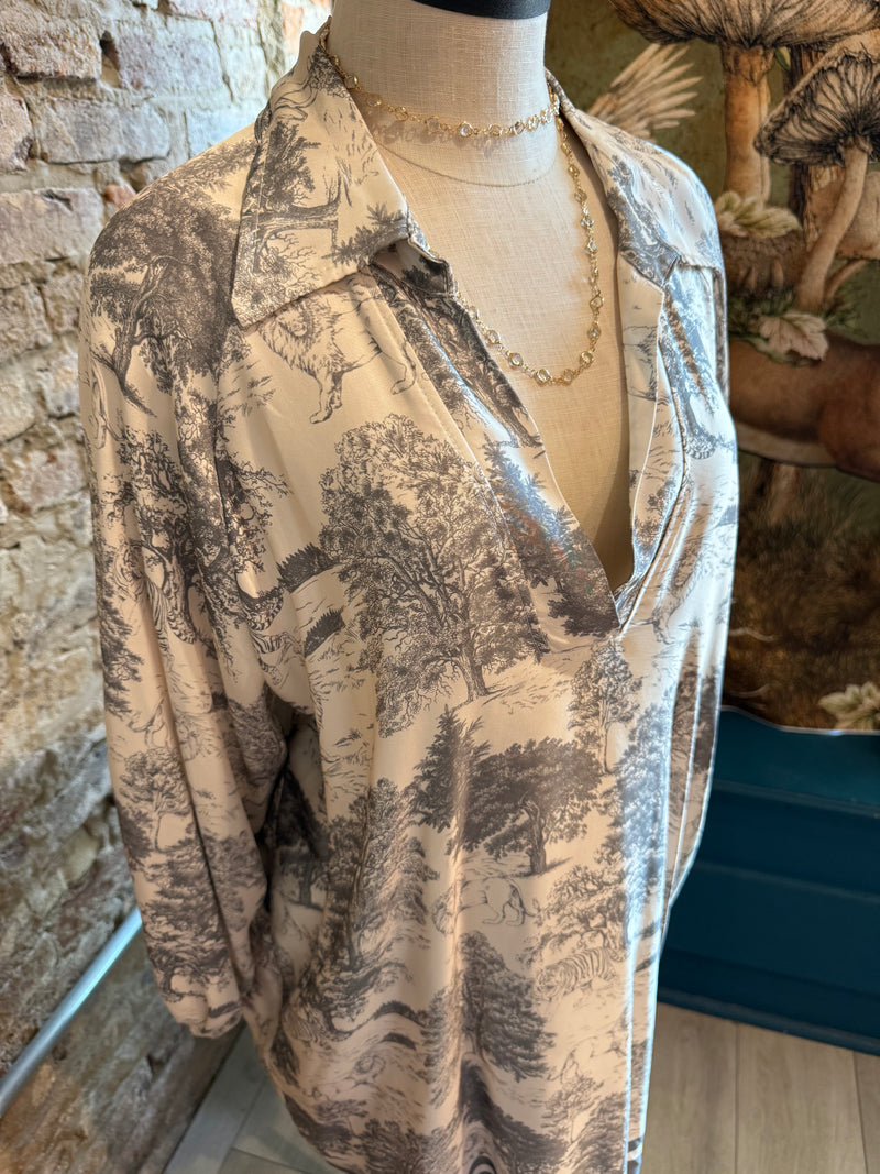 Scandal Italy Odessa Grey Printed Tunic