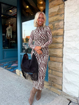 Sevilla Zebra Mesh Midi Dress