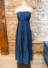 Milio Milano Navy Eyelet Strapless Dress