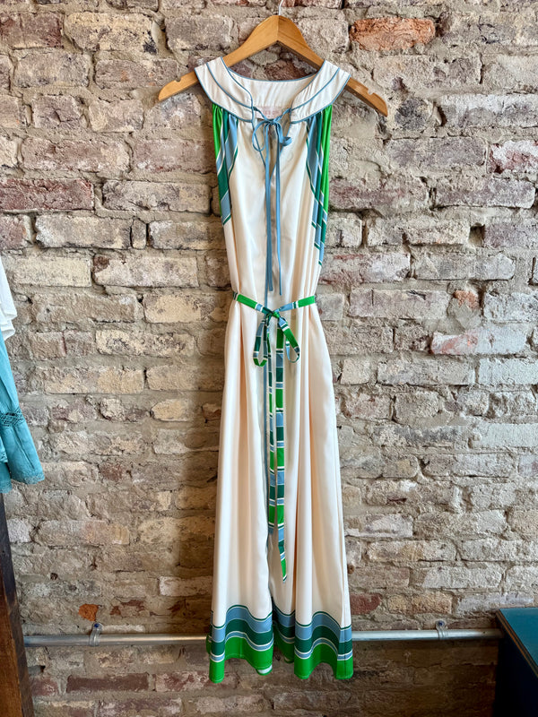 Ciebon Striped Halter Midi Dress Cream Multi