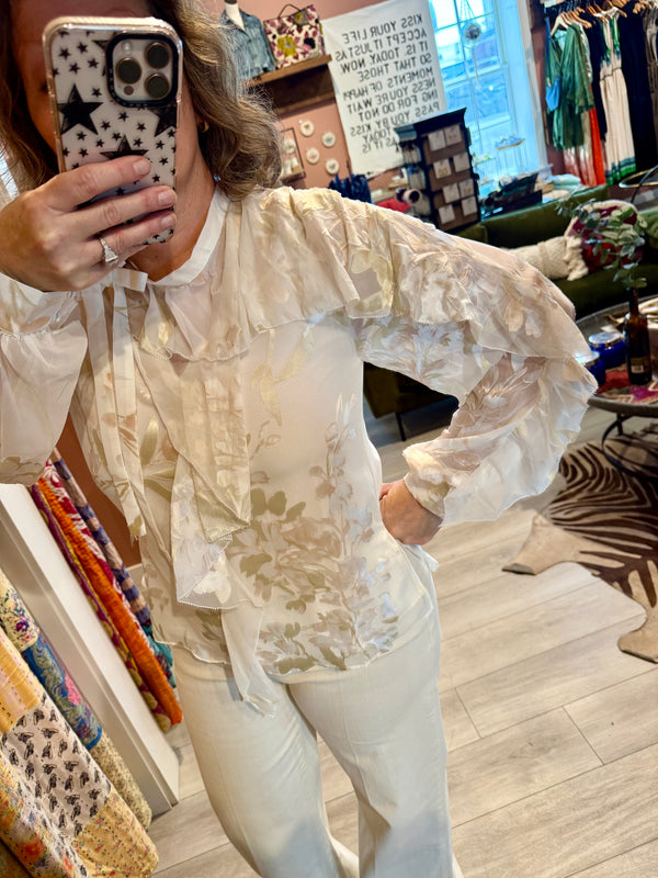 Ciebon Burnout Ruffle Blouse