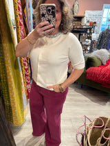 Astrid Cream Bejeweled Collar Sweater