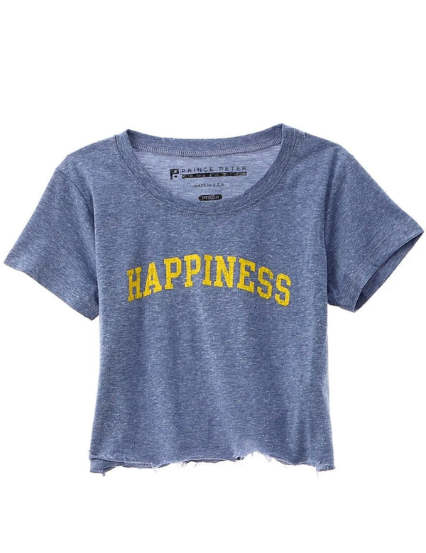 Happiness Distressed Crop Tee