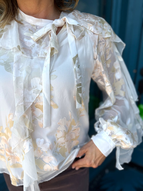 Ciebon Burnout Ruffle Blouse