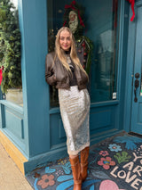 Greylin Gianna Velvet Sequin Midi Skirt