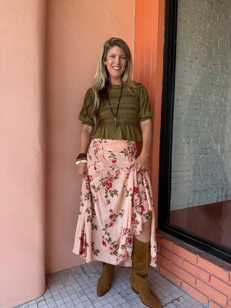 Free People Maxey Knit Top Calvary Green
