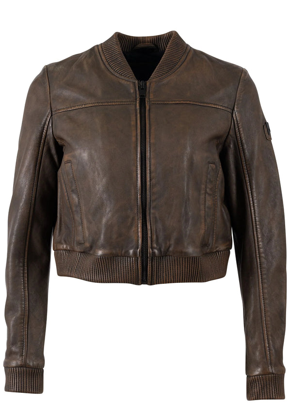 Mauritius Kamaryn Cropped Leather Jacket in Brown