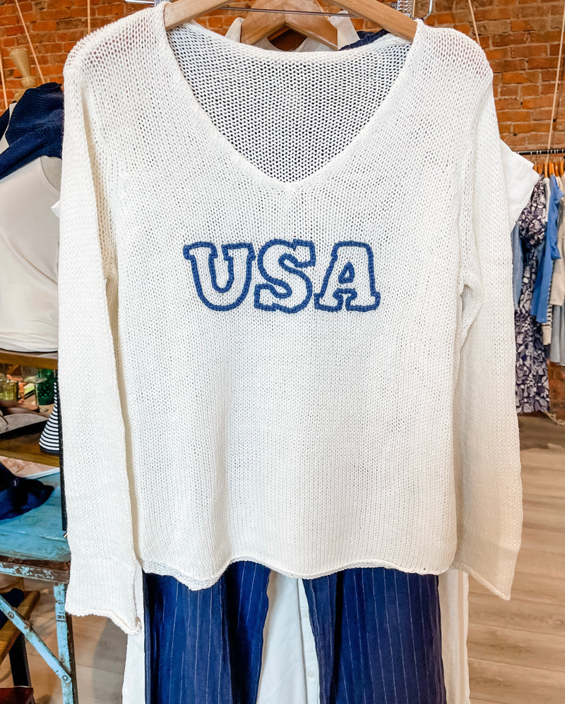 USA V Neck Sweater