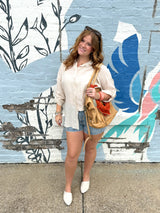 Angel Beige Stripe Button Down