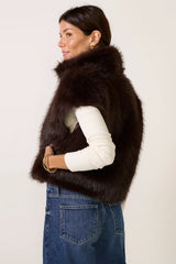 Silky Fur Vest in Espresso