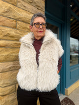 Silky Fur Vest in Ivory