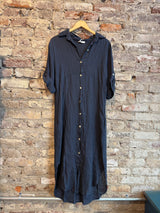 Milio Milano Navy Linen Button Up Dress