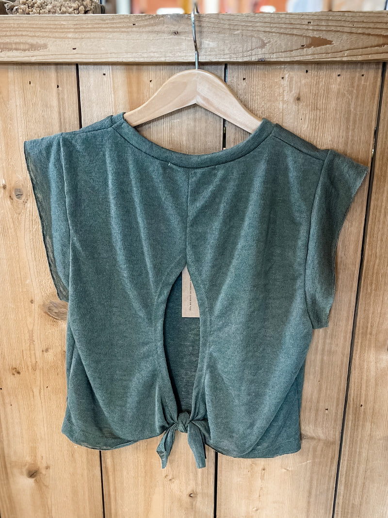 Lead On Tie Back Tee Army