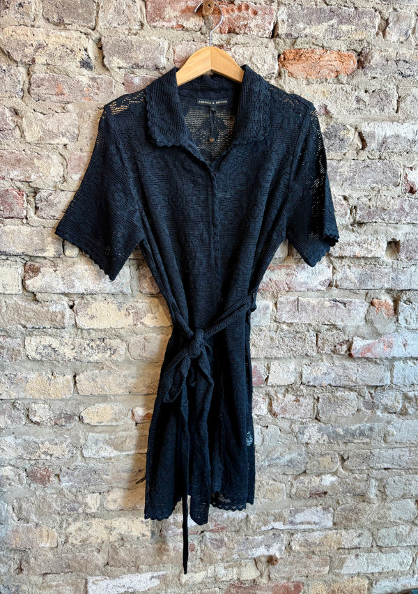 America & Beyond Crochet Shirt Dress