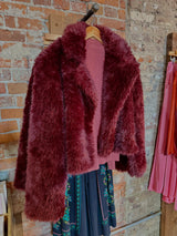 Greylin Maddox Shaggy Faux Fur Cropped Coat