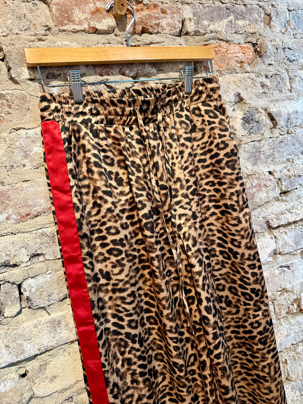 Red and Leopard Silk Pant