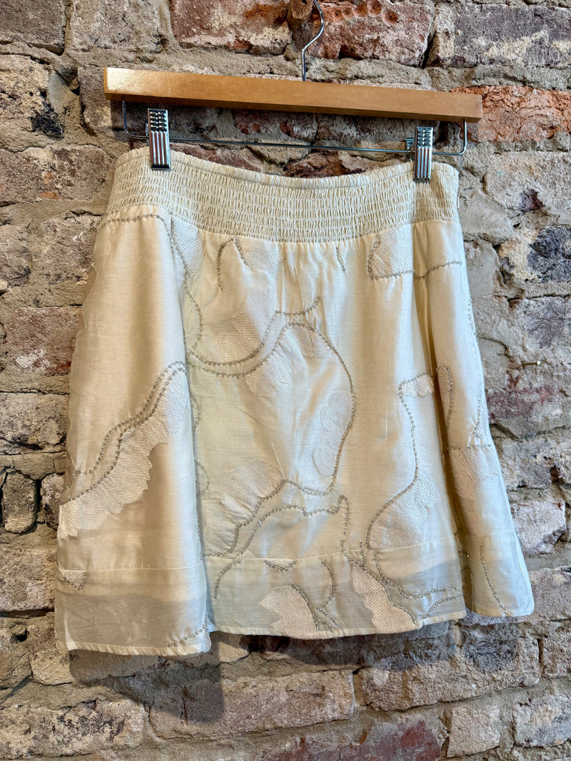 Ciebon Champagne Beaded Mini Skirt
