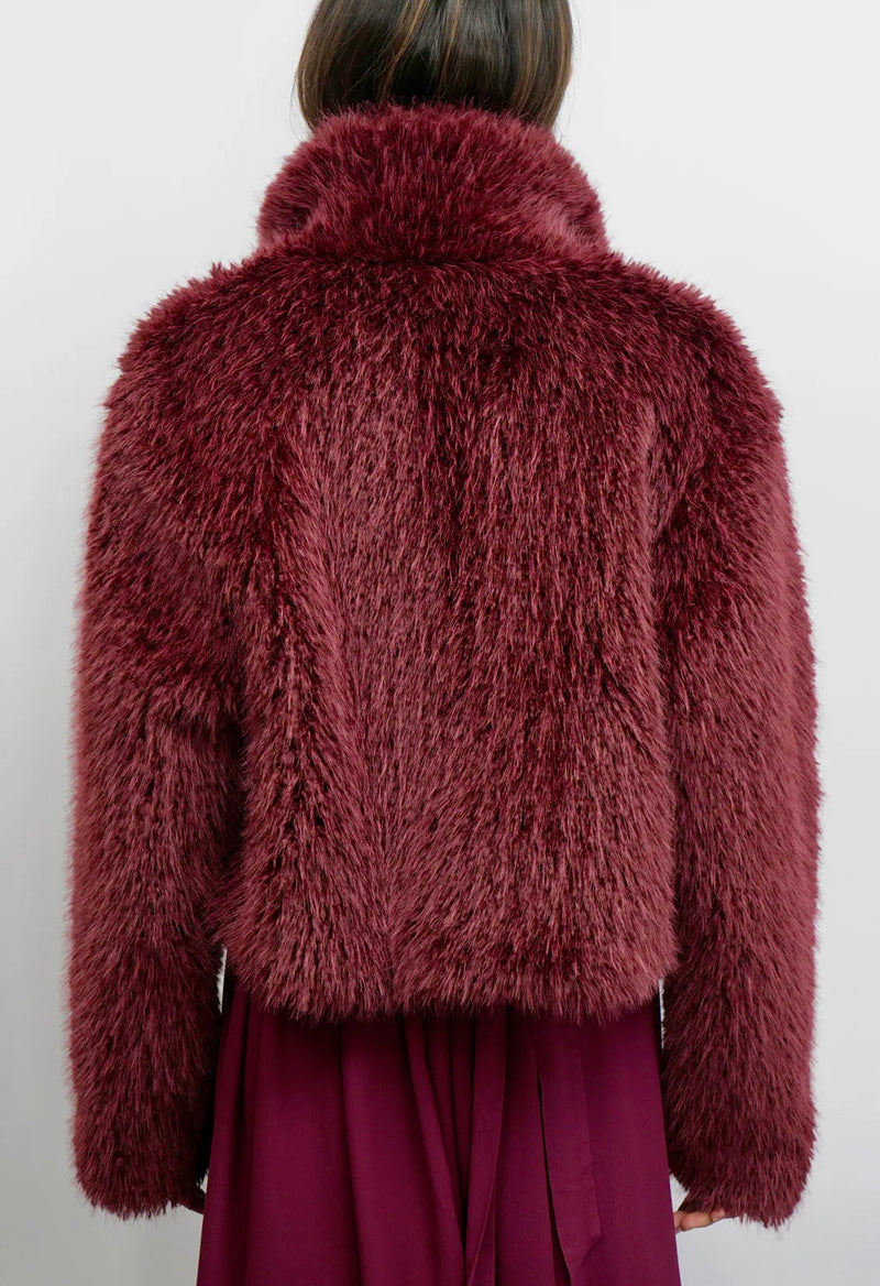 Greylin Maddox Shaggy Faux Fur Cropped Coat