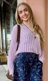 Wooden Ships Cropped Rails Chunky Crew in Wild Lilac