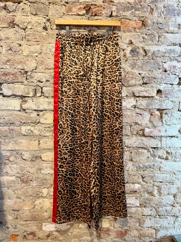 Red and Leopard Silk Pant
