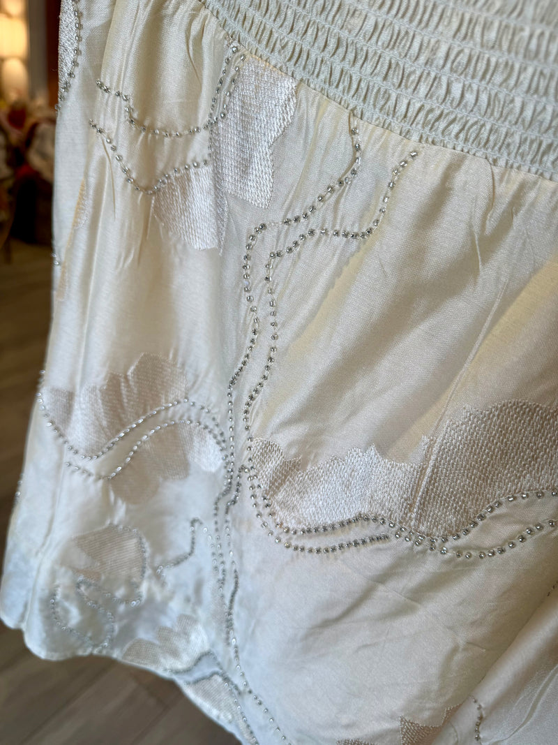 Ciebon Champagne Beaded Mini Skirt