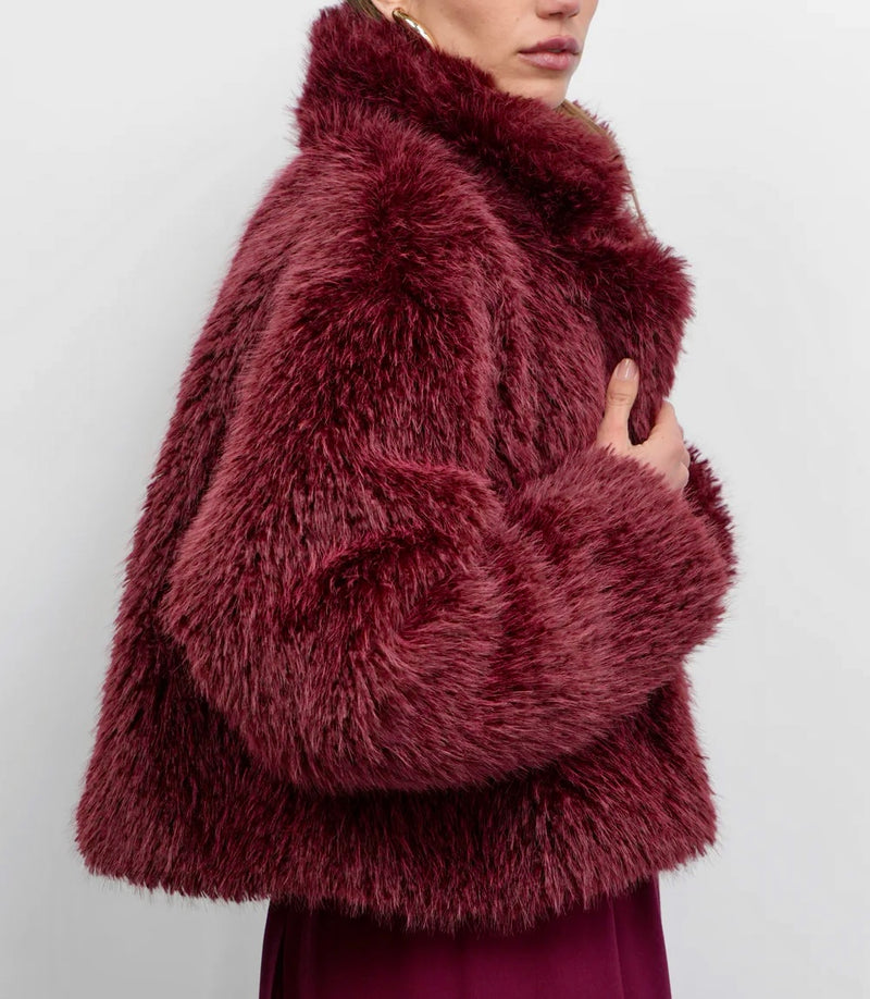 Greylin Maddox Shaggy Faux Fur Cropped Coat