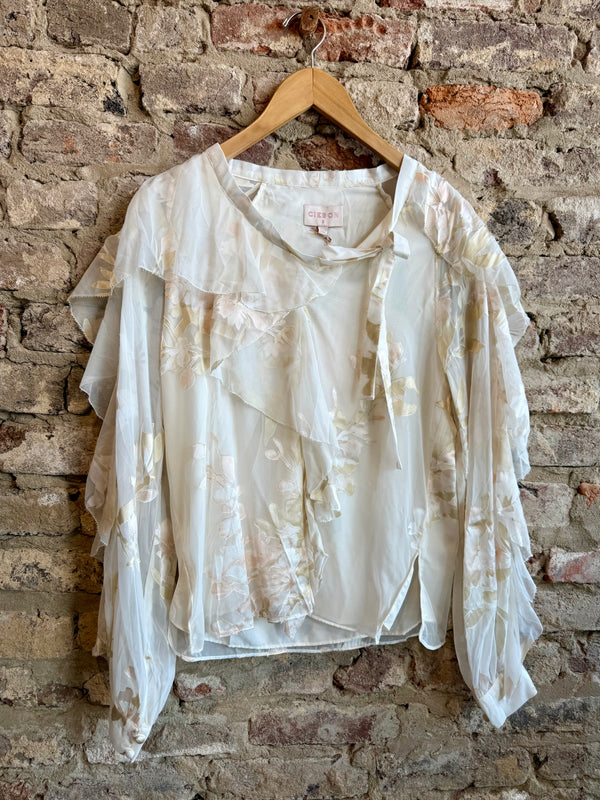 Ciebon Burnout Ruffle Blouse